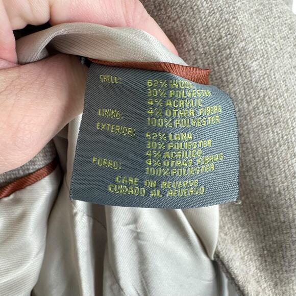 Kenneth Cole Reaction Tan Wool Blend Double Breasted Buttoned Belted Pea Coat XL - Picture 7 of 8